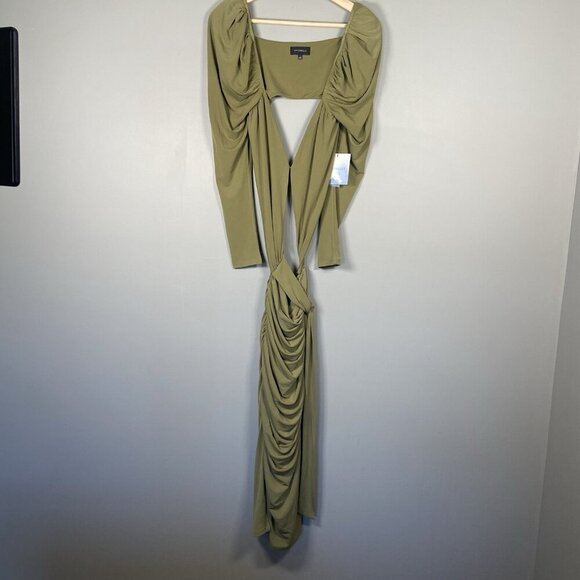 Revolve Majorelle Darla Midi Dress Women's Size S Olive Green Cut Out Party NWT - Picture 2 of 14